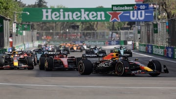 Formula One F1 - Azerbaijan Grand Prix - Baku City Circuit, Baku, Azerbaijan - April 30, 2023 Red Bull's Sergio Perez in action during the race REUTERS/Leonhard Foeger