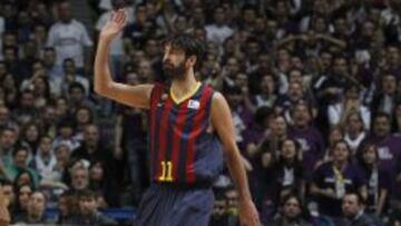 El escolta del F.C. Barcelona Juan Carlos Navarro, durante el partido correspondiente a la decimotercera jornada de Liga ACB.