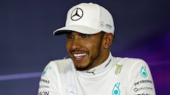 Lewis Hamilton durante la rueda de prensa.