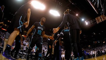 MIAMI, FL - MAY 01: Kemba Walker #15 of the Charlotte Hornets takes the floor during Game Seven of the Eastern Conference Quarterfinals of the 2016 NBA Playoffs against the Miami Heat at American Airlines Arena on May 1, 2016 in Miami, Florida. NOTE TO USER: User expressly acknowledges and agrees that, by downloading and or using this photograph, User is consenting to the terms and conditions of the Getty Images License Agreement Mike Ehrmann/Getty Images/AFP
== FOR NEWSPAPERS, INTERNET, TELCOS & TELEVISION USE ONLY ==