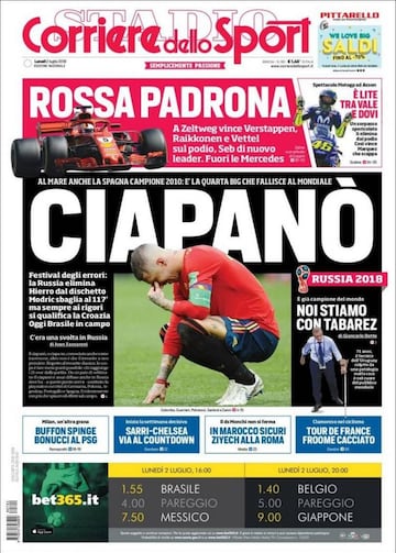 Las portadas de la prensa tras la eliminación de España