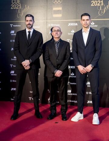 Raúl Entrerríos, Jordi Ribera y Ángel Fernández, integrantes de la selección nacional de balonmano.