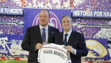 Benítez y Florentino, el la presentación del entrenador.
