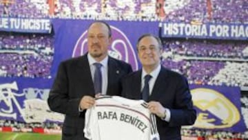 Ben&iacute;tez y Florentino, el la presentaci&oacute;n del entrenador.