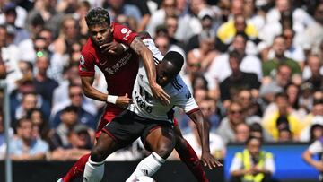 Luis Díaz en el partido ante Fulham