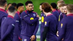 Jude Bellingham, jugador del Real Madrid, durante un entrenamiento con la Selección inglesa.