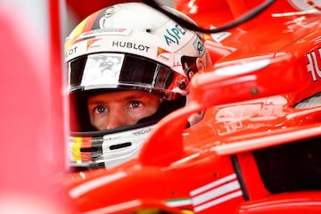 Vettel antes de salir a la clasificación del GP de Bélgica. 