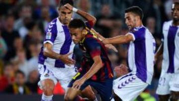 La defensa del Valladolid se vio incapaz de frenar a un gran Neymar.  