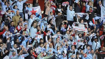 Afici&oacute;n del Celta de Vigo en El Molin&oacute;n durante el Sporting-Celta de la temporada 2015-2016.