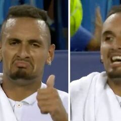Kyrgios aprovecha una bronca épica a gritos con el árbitro para lanzarle un recado a Nadal