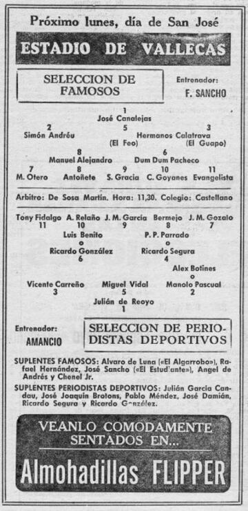 El día de San José se vivió una fiesta futbolística entre una selección de periodistas deportivos, entre los que estaban varios representantes de AS, y un combinado de artistas.