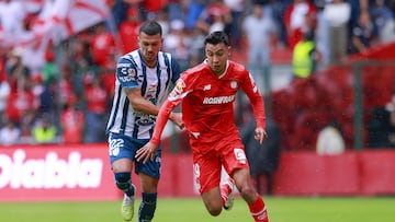 (L-R), Sergio Barreto of Pachuca and Edgar Lopez of Toluca during the game  Toluca vs Pachuca, corresponding to Round 07 of the Torneo Apertura 2023 of the Liga BBVA MX, at Nemesio Diez Stadium, on September 03, 2023.
<br><br>
(I-D), Sergio Barreto de Pachuca y Edgar Lopez de Toluca durante el partido  Toluca vs Pachuca, correspondiente a la Jornada 07 del Torneo Apertura 2023 de la Liga BBVA MX, en el Estadio Nemesio Diez, el 03 de Septiembre de 2023.