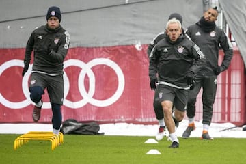 James Rodríguez and Rafinha in training a couple of weeks ago