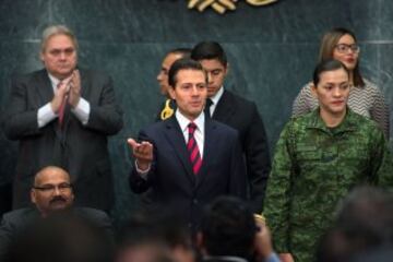 Enrique Peña Nieto durante la ceremonia de esta tarde en Los Pinos.