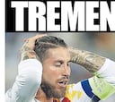 La frustración de Sergio Ramos en las portadas de Barcelona