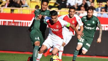 Falcao García durante el partido entre Mónaco y Saint Etienne por Ligue 1.
