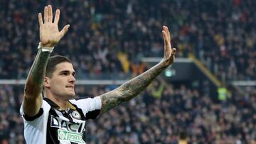 Rodrigo de Paul celebra un gol con el Udinese.