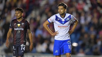 (L-R), Rolando Gonzalez of Atlante and Ricardo Marin of Celaya during the game Atlante vs Celaya FC, corresponding first leg Final of the Torneo Apertura 2022 of the Liga BBVA Expansion MX, at Ciudad de los Deportes Stadium, on November 09, 2022.

<br><br>

(I-D), Rolando Gonzalez de Atlante y Ricardo Marin de Celaya durante el partido Atlante vs Celaya FC, correspondiente a la ida de Final del Torneo Apertura 2022 de la Liga BBVA Expansion MX, en el Estadio Ciudad de los Deportes, el 09 de noviembre de 2022.