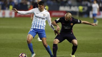 Pablo Fornals, en plena pugna con Mascherano.