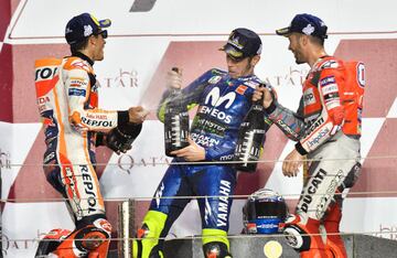 Andrea Dovizioso, Marc Márquez y Valentino Rossi 