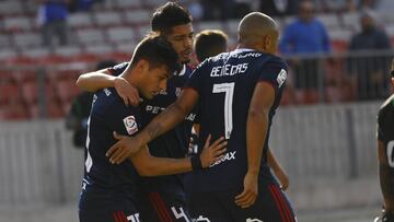 Futbol, Universidad de Chile vs Curico Unido.
 Novena fecha Campeonato nacional 2019
 El jugador de Universidad de Chile Nicol&Atilde;&iexcl;s Oroz celebra su gol contra Curico Unido durante el partido por primera division en el estadio Nacional.
 Santiago de Chile.
 21/04/2019
 Marcelo Hernandez/Photosport
 
 
 Football, Universidad de Chile vs Curico Unido.
 9 th date of National Championchip 2019 
 Universidad de Chile&#039;s player Nicol&Atilde;&iexcl;s Oroz  celebrates his goal against Curico Unido during first division football match at Nacional stadium.
 Santiago, Chile.
 21/04/2019
 Marcelo Hernandez/Photosport