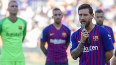 El jugador argentino del Barcelona, Leo Messi, durante el trofeo Joan Gamper.