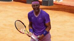 Tennis - ATP Masters 1000 - Italian Open - Foro Italico, Rome, Italy - May 15, 2021 Spain's Rafael Nadal celebrates after winning his semi final match against Reilly Opelka of the U.S. REUTERS/Guglielmo Mangiapane