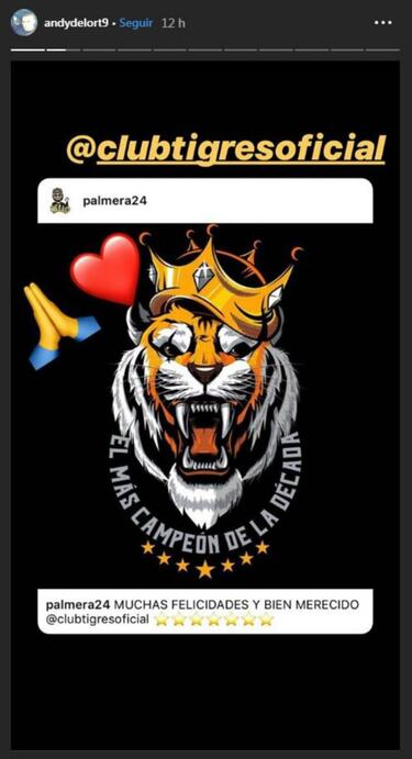Andy Delort celebra el título de Tigres en redes