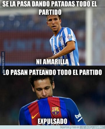 Málaga 2-0 Barcelona: los memes de la expulsión de Neymar