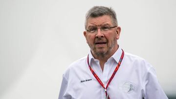 Ross Brawn, Managing Director (Sporting) of the Formula One Group, walks at the paddock in Shanghai on April 6, 2017, ahead of the Formula One Chinese Grand Prix. / AFP PHOTO / Johannes EISELE