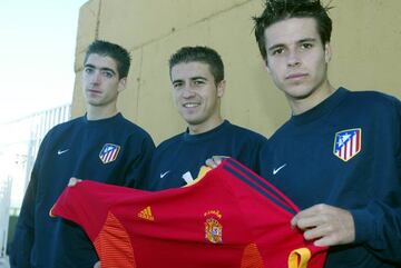 Manu del Moral, Gabi y Arizmendi, en su etapa como jugadores de la cantera del Atlético de Madrid.