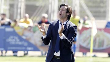 Solari, en el derbi entre Atlético B y Castilla.