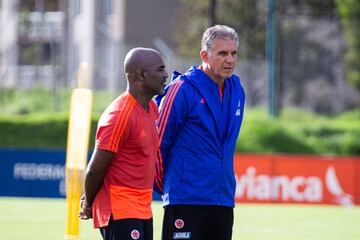 Jefferson Lerma, Yerry Mina y Edwin Cardona trabajaron en la sede deportiva de la Federación Colombiana de Fútbol con Carlos Queiroz y los profesores Hugo Pereira y Océano Cruz en la primera práctica de cara a la Copa América. 