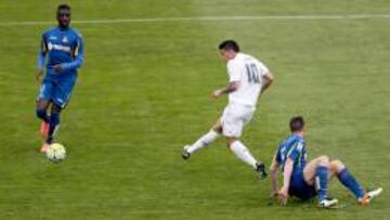 James marca el cuarto gol del Real Madrid en la victoria frente al Getafe.