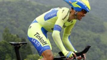 Contador, durante la crono.