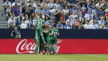 Los jugadores del Legan&eacute;s, celebrando el 0-1.