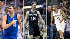 Nowitzki, Pau y Parker, de izquierda a derecha