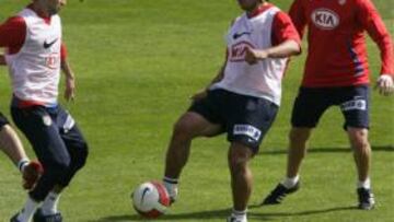 Sergio Agüero entrenando con el Atlético de Madrid