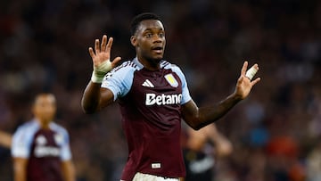 Soccer Football - Champions League - Aston Villa v Bologna - Villa Park, Birmingham, Britain - October 22, 2024 Aston Villa's Jhon Duran reacts Action Images via Reuters/Peter Cziborra