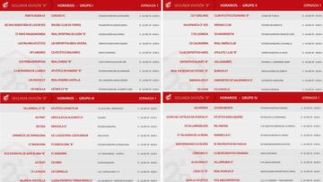 Horarios oficiales para la primera jornada en Segunda División B