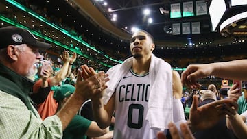 El alero de los Boston Celtics, Jayson Tatum, tras el partido contra Cleveland Cavaliers.