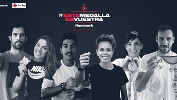 Javier Beir&aacute;n, Marta Xargay, Maverick Vi&ntilde;ales, Amanda Sampedro, Sandra S&aacute;nchez y Sa&uacute;l Craviotto posan para la campa&ntilde;a &quot;Esta medalla es vuestra&quot;