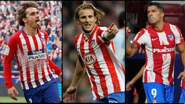 Griezmann, Forlán y Luis Suárez con el Atlético.