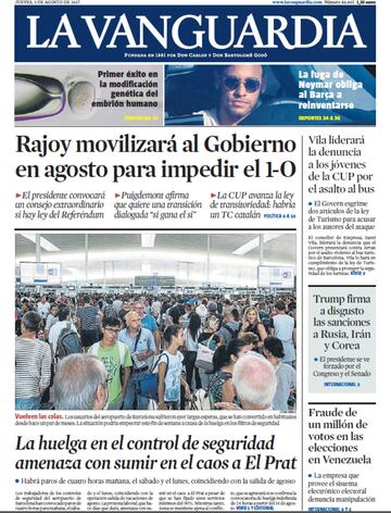 Portada de 'La Vanguardia'.