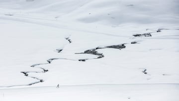 Cabecera Noguera Pallaresa en Pla de Beret, con nieve.