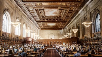 El Edificio Stephen A. Schwarzman es el edificio principal y más emblemático de la Biblioteca Pública de Nueva York, siendo un centro de investigación de renombre mundial y uno de los puntos de referencia arquitectónicos más famosos de la ciudad. Es un magnífico ejemplo de la arquitectura Beaux-Arts (Bellas Artes), un estilo caracterizado por la grandiosidad, la simetría, la opulencia y el uso de la piedra caliza.