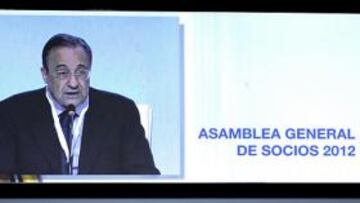 Florentino Pérez durante su discurso ante la Asamblea.