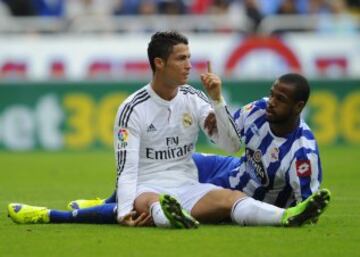 Cristiano Ronaldo tras marcar el 1-0 de cabeza. 