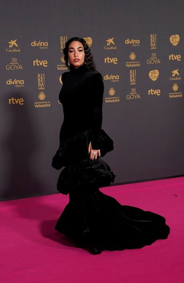 María José Llergo en la alfombra rosa.