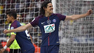 Cavani celebra el segundo gol del PSG.